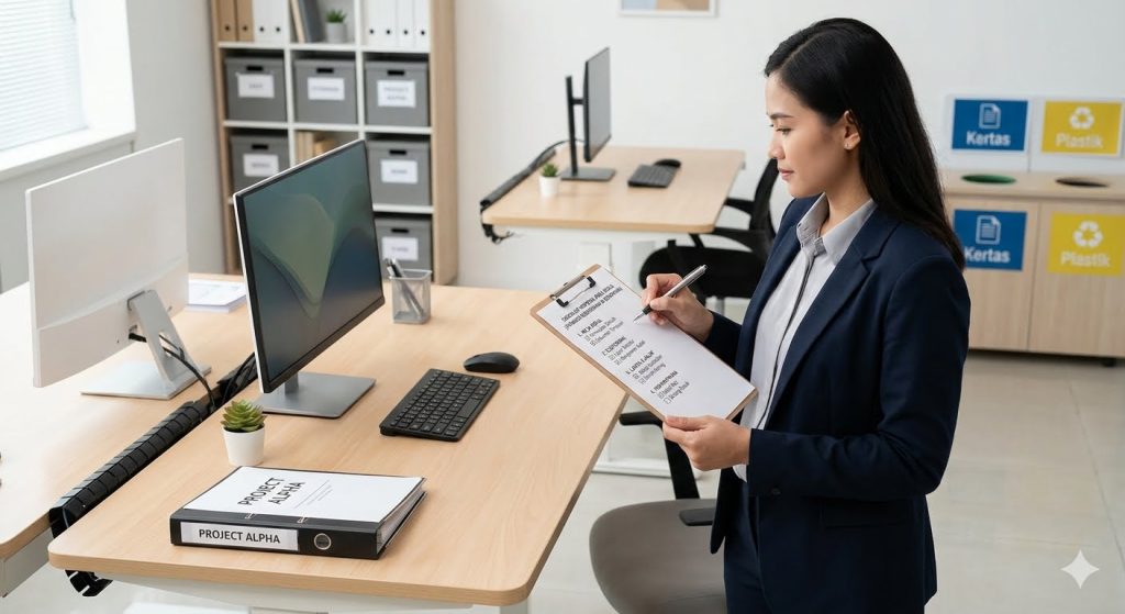 Checklist inspeksi area kerja untuk menjaga standar kebersihan dan kerapihan