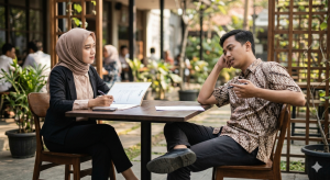 Kandidat interview menunjukkan bahasa tubuh kurang profesional saat proses rekrutmen