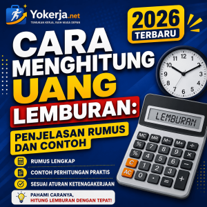 Karyawan menghitung uang lemburan menggunakan kalkulator dan slip gaji